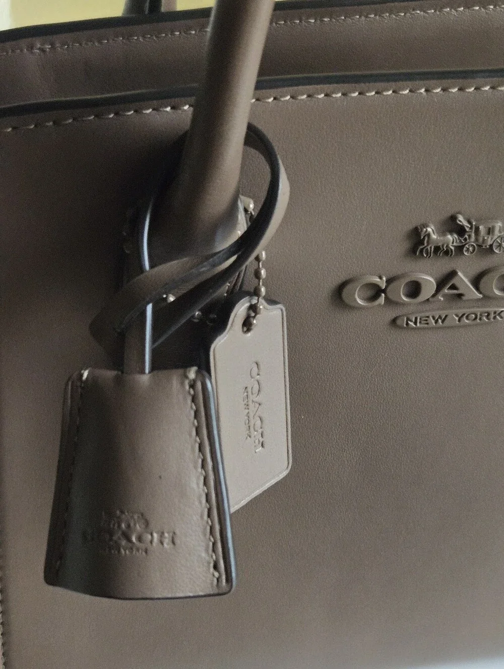 Like New Coach Andrea Dark Stone Carryall Satchel Bag Without Strap